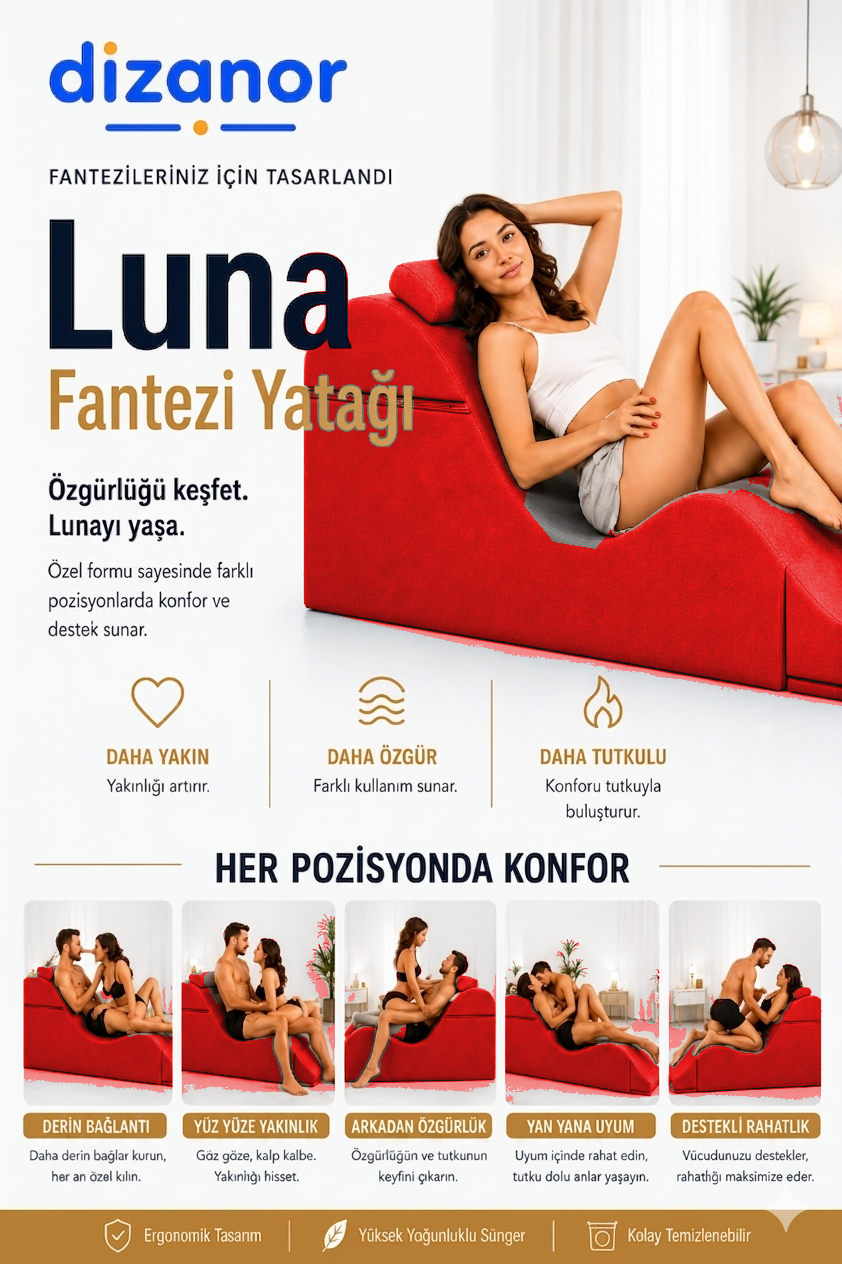 Dizanor Luna Yetişkinlere Özel Cinsel Pozisyon Destek Koltuğu Katlanabilir Bench Formlu Fantezi Yatağı